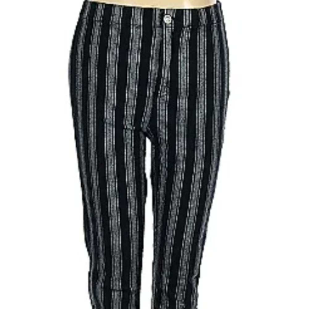 Brandy Melville Tilden Pants Black & Gray Striped Womens one size